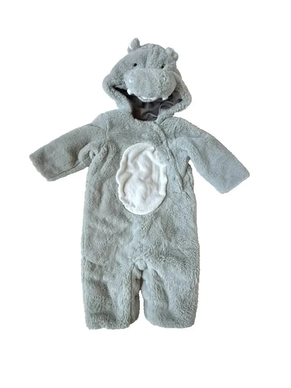 Pottery Barn Kids 6-12m Hippo Halloween Costume One Piece Gray White Dress Up